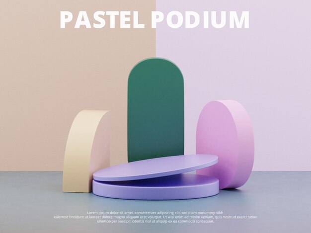 Produktpodestbühne mit Pastellfarben 3D-Rendering