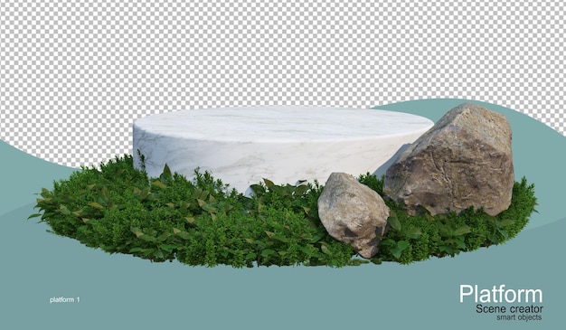 Produktpräsentationsständer In einem Blumengarten mit einer anderen Natur