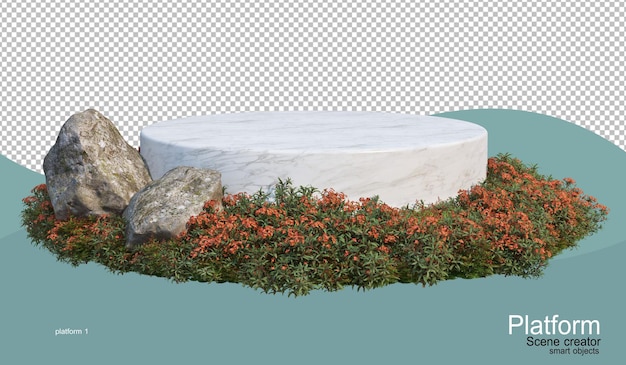 Produktpräsentationsständer In einem Blumengarten mit einer anderen Natur