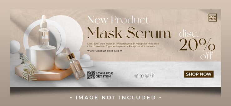 PSD produktwebsite für maskenserum und lansape-banner