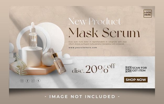 PSD produktwebsite für maskenserum und lansape-banner