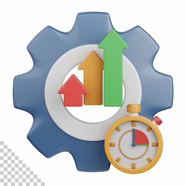 PSD produtividade de renderização 3d isolada útil para análise de negócios dinheiro na web e design financeiro