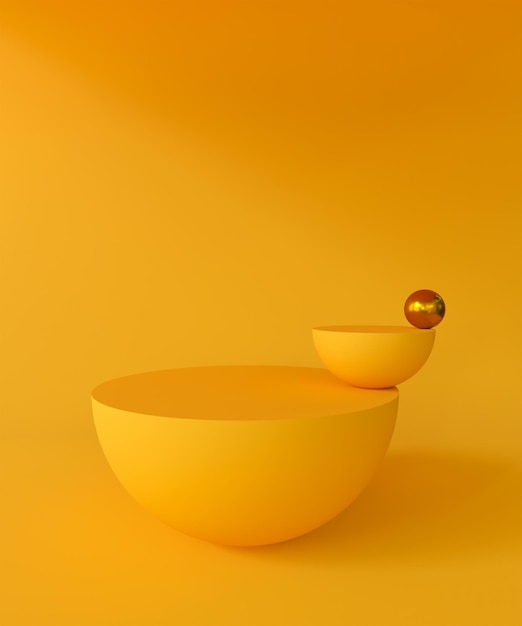 Produto amarelo moderno pódio renderização em 3d