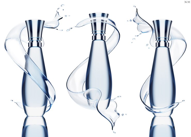 PSD produto de luxo com respingos de água azul