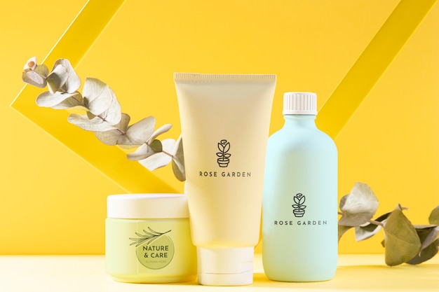 PSD produtos cosméticos com plantas