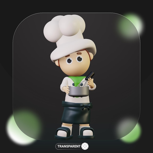 PSD profesión de chef de personaje lindo 3d