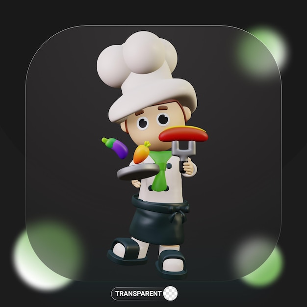 PSD profesión de chef de personaje lindo 3d