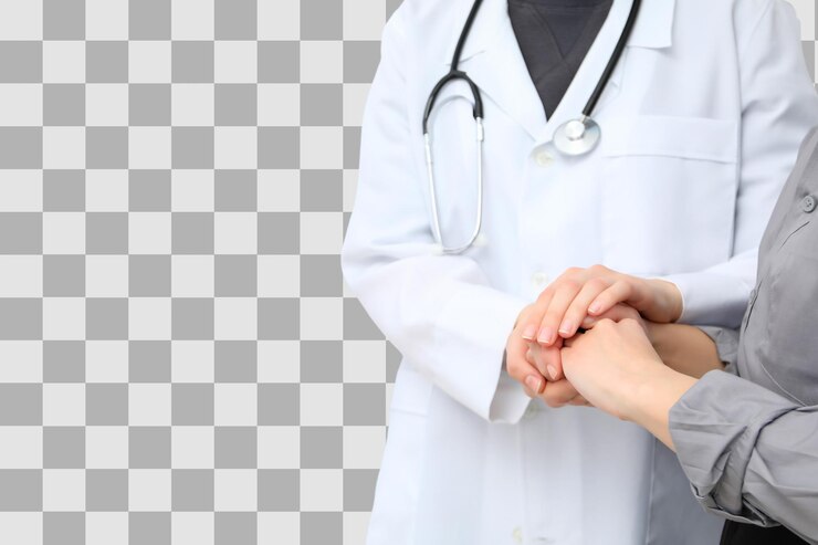 PSD los profesionales de la salud participan en la interacción de apoyo hoy aislados en blanco