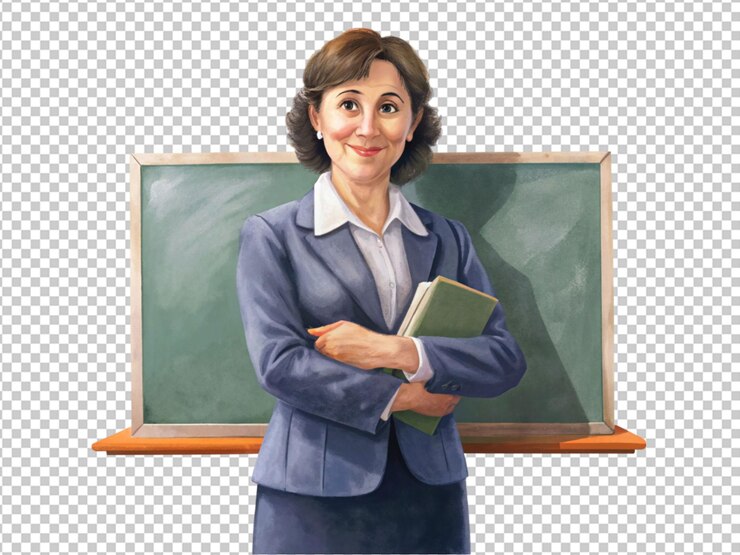 PSD professeur d'école avec une conférence sur les livres