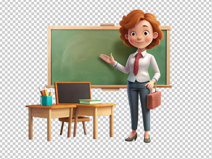 PSD professeur d'école avec des livres de conférence