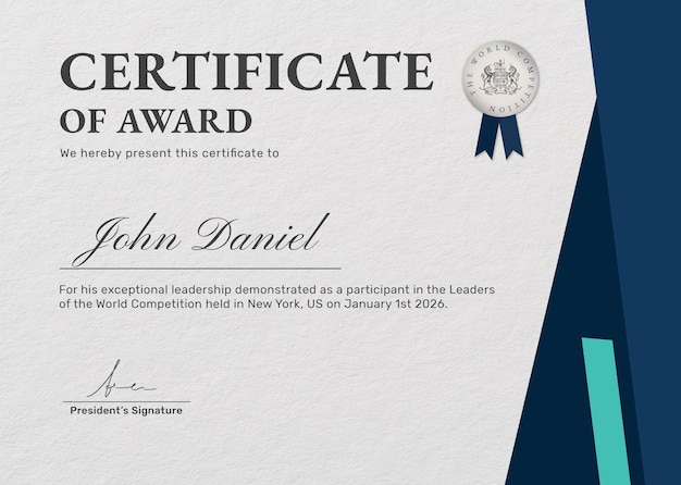 Professional Award Certificate-Vorlage in blauem Rahmen