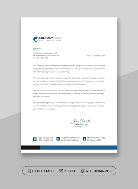 Professional Corporate Letterhead Template Design scaricabile gratuitamente