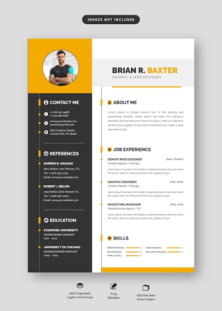 professional resume curriculum vita cv template with photo space clean and modern resume portfolio