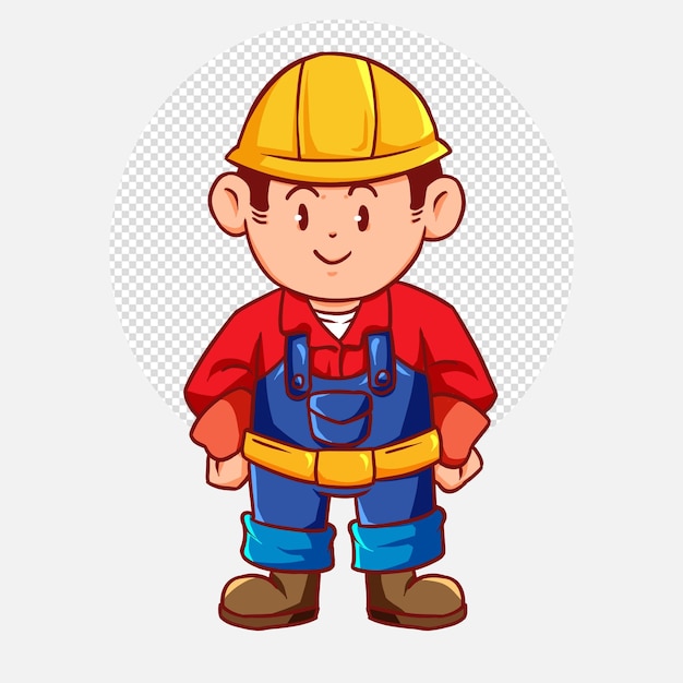Professional worker safety machine engineer character cartoon illustration.  industrial worker image