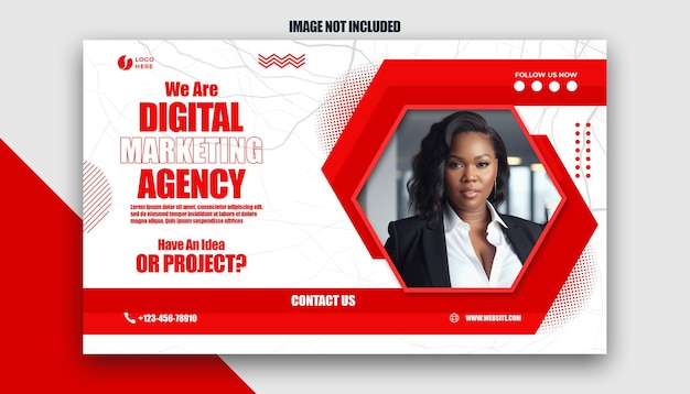 PSD professionelle digitale marketingagentur anzeige mit kontaktinformationen modernes design