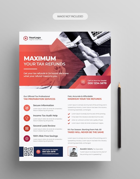 Professionelle Einkommensteuer-Flyer-Vorlage Premium PSD