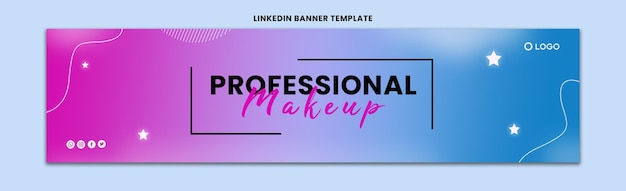 Professionelle make-up-linkedin-banner-design-vorlagenbild kostenlose vektor-illustration-stock-fotos