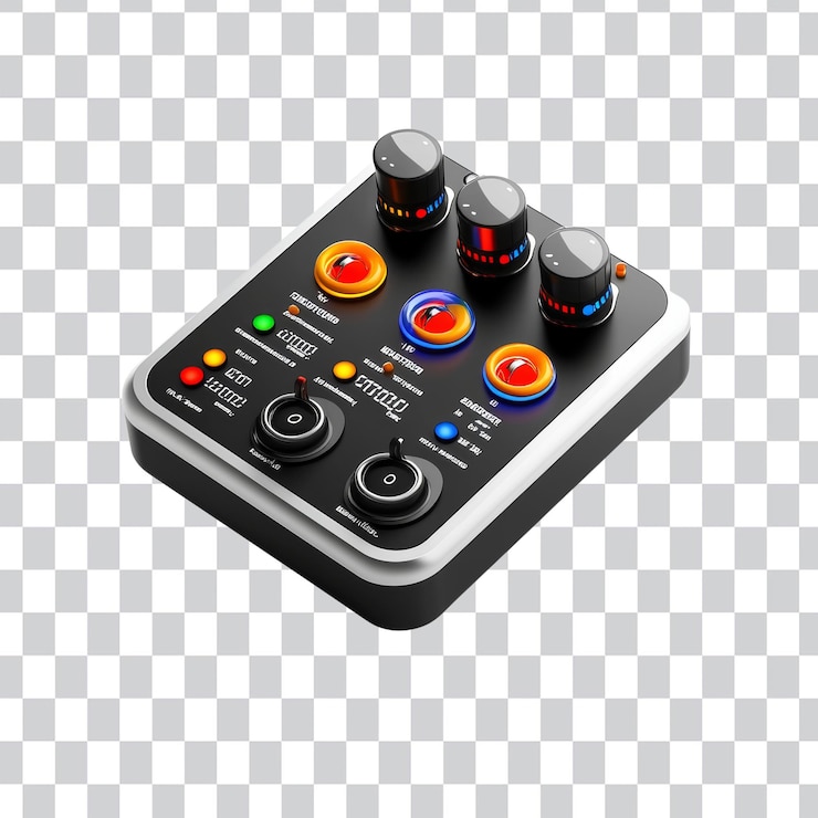 PSD professioneller audio-mixer mit bunten knöpfen und bedienelementen
