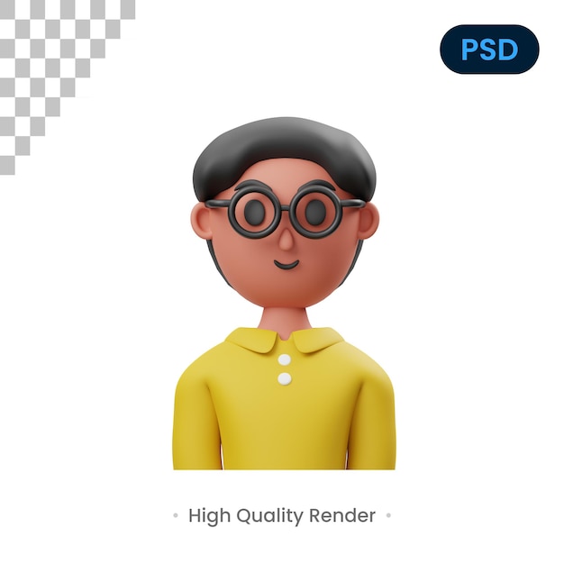 Professor 3d render ilustração premium psd