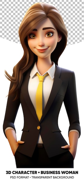 Professora de secretária de empresária de personagem 3d