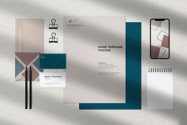 Profi-Unternehmensidentitäts-Mockup-Schreibwaren-Set psd