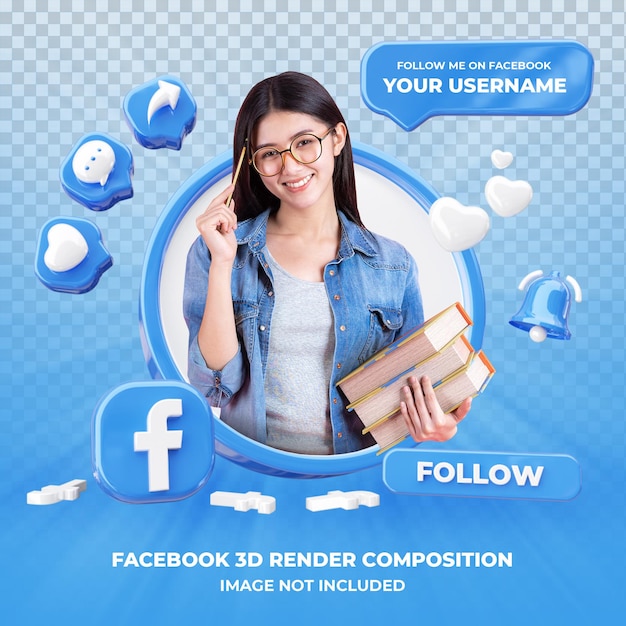 Profil auf Facebook 3d Rendering isoliert