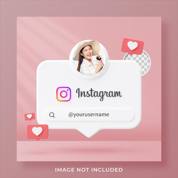 PSD profil auf instagram 3d-rendering mit suchmaschine