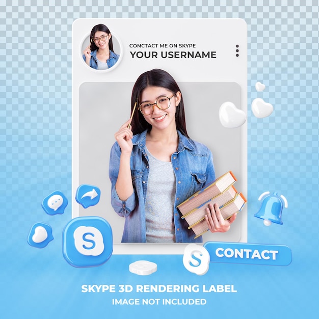 Profil auf Skype 3d Rendering isoliert