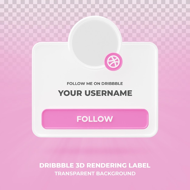 Profil d'icône de bannière sur bannière de rendu 3d Dribbble isolé
