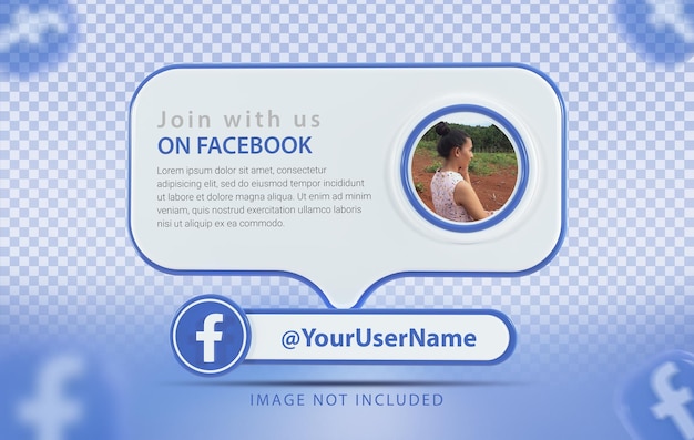 PSD profil de maquette de bannière avec rendu 3d de l'icône facebook