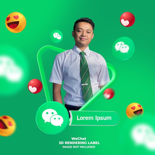 Profil de modèle sur l'étiquette de rendu d'icône de bannière WeChat 3d isolée