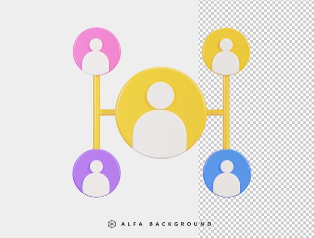 profil utilisateur sur l'icône réseau rendu 3d illustration vectorielle