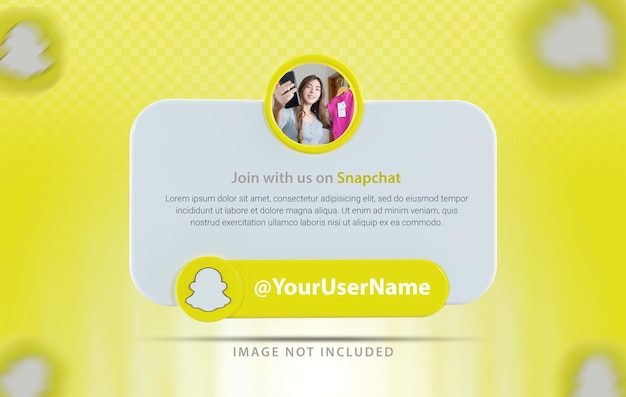 Profilo banner con rendering 3d dell'icona snapchat