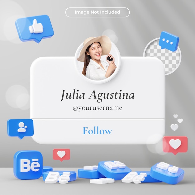 Profilo icona banner su Behance 3d Render Composizione isolata