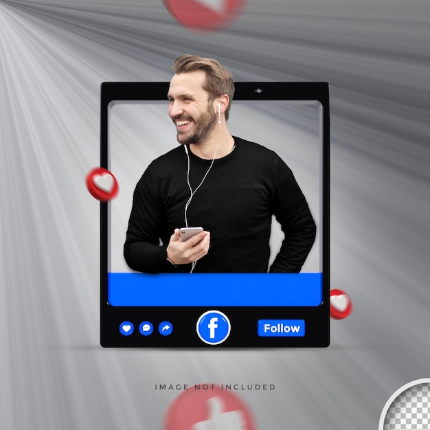 Profilo icona banner su facebook rendering 3d design