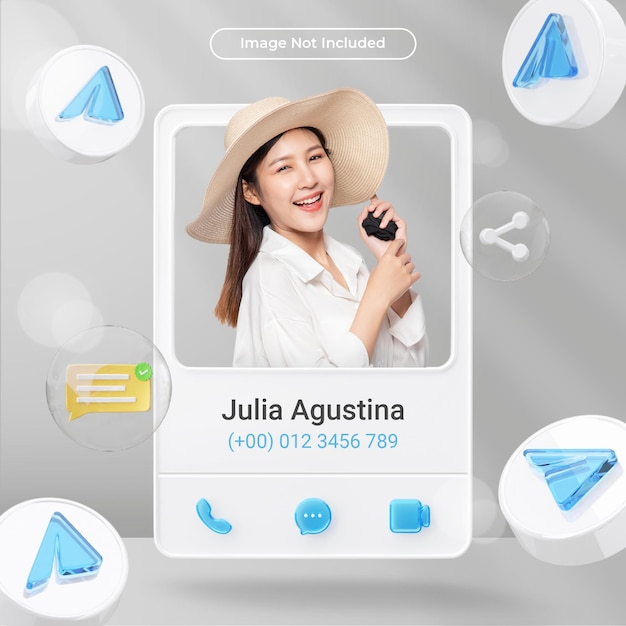 Profilo icona banner su Telegram 3d Rendering etichetta isolata
