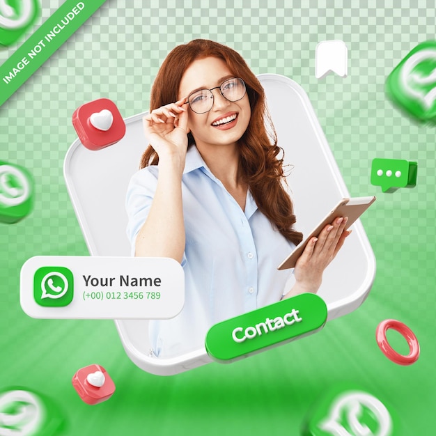 Profilo icona banner su Whatsapp 3d Rendering etichetta isolata