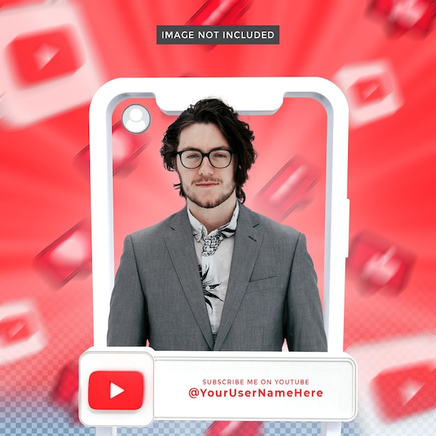 Profilo icona banner su YouTube 3d rendering Frame