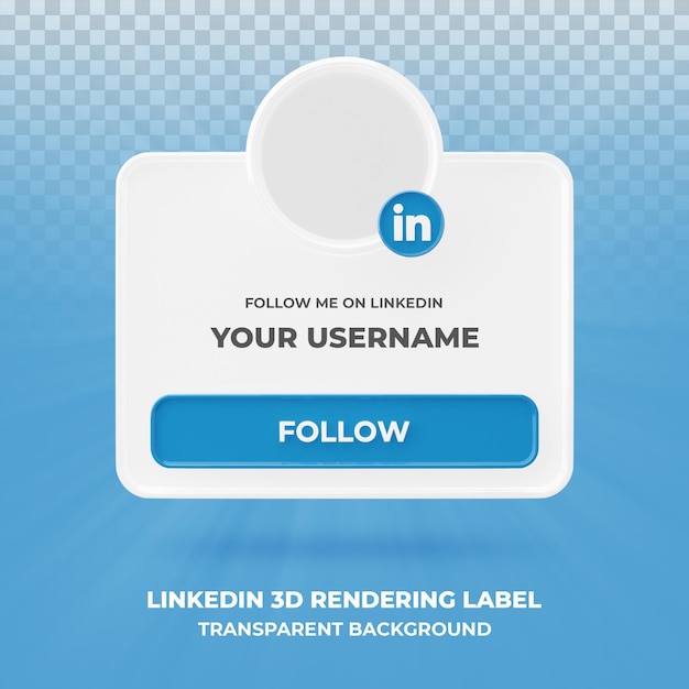 Profilo icona banner sul banner rendering 3d di Linkedin isolato