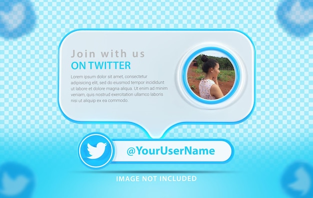 Profilo mockup banner con icona Twitte 3d render