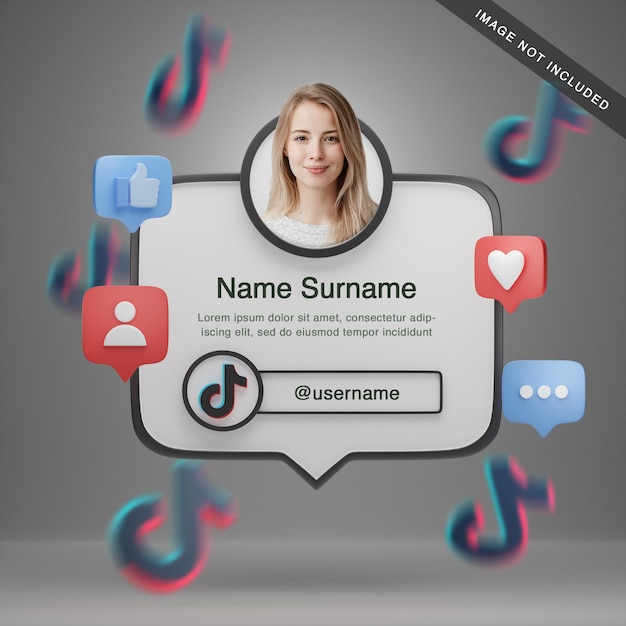 Profilo tiktok di rendering 3d con icone