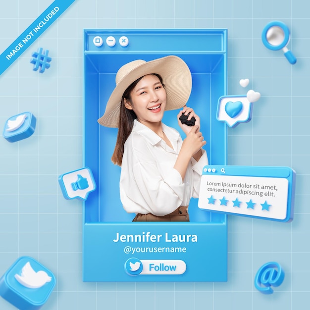 Profilo Twitter di rendering 3d