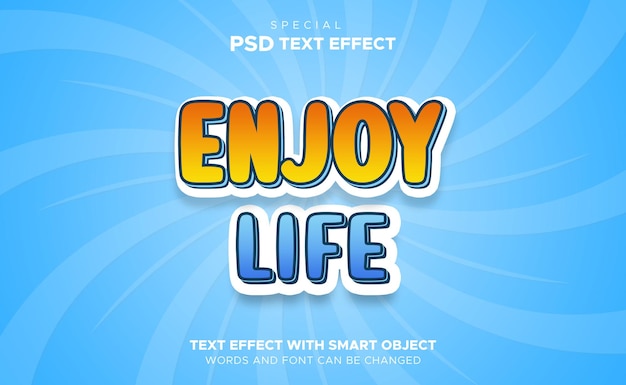 Profitez de l'effet de texte de bannière 3d de style dessin animé de la vie