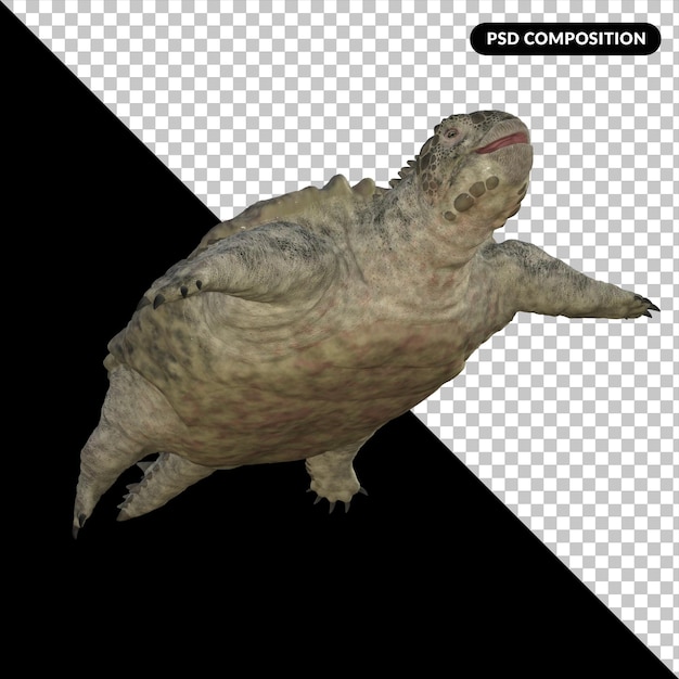 PSD proganochelys dinosaurier-schildkrötenarten isoliert 3d-rendering