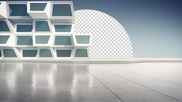 Progettazione architettonica astratta di un edificio moderno Parcheggio vuoto pavimento e parete di cemento