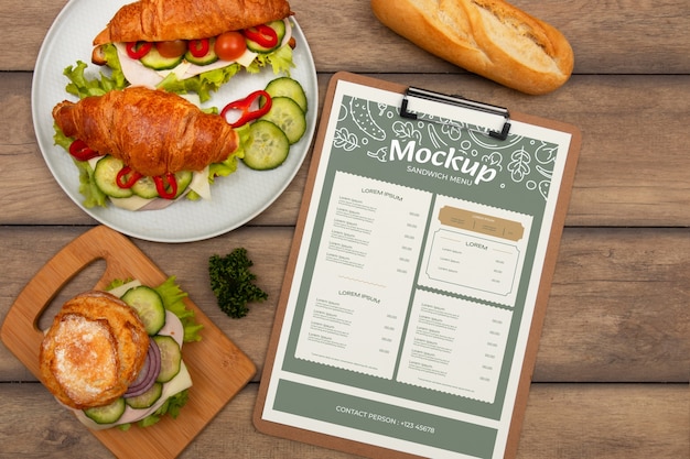 Progettazione del mockup del menu sandwich