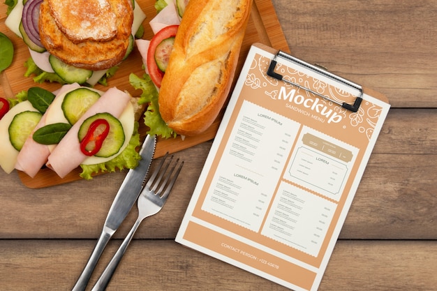 Progettazione del mockup del menu sandwich