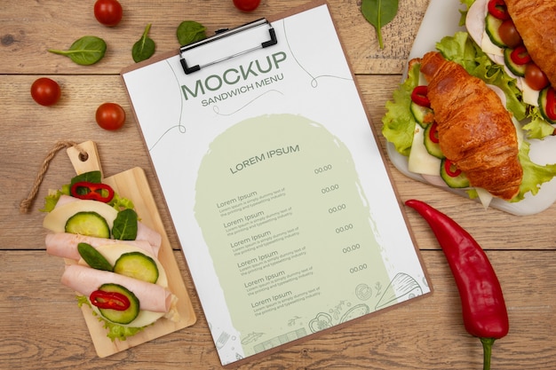 Progettazione del mockup del menu sandwich