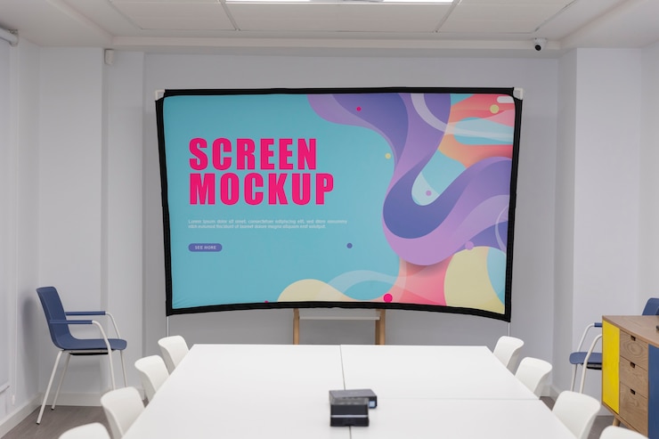 PSD progettazione del mockup della sala conferenze