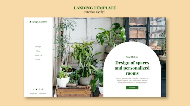 Progettazione del modello della pagina di destinazione dell'interior design